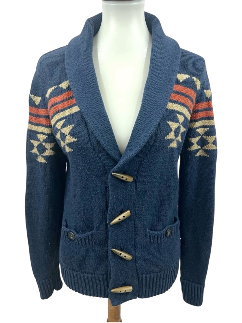 Levi’s Aztec Southwestern Print Toggle Shawl Collar Cozy Warm Cardigan Sweater